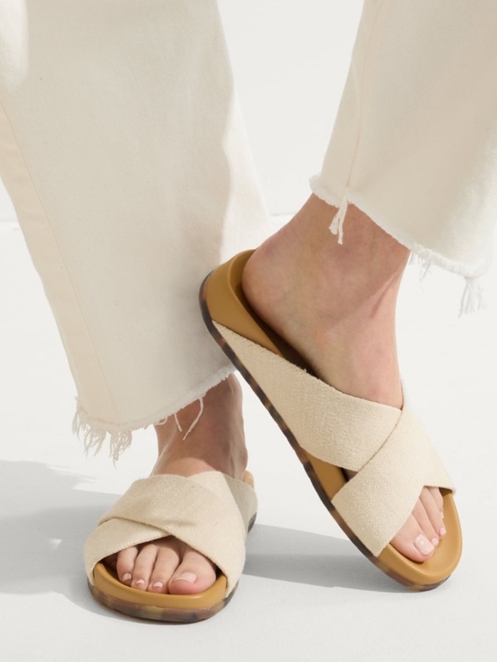 Rothy's Cream Cross-Strap Slide Sandals - Picture 9 of 9